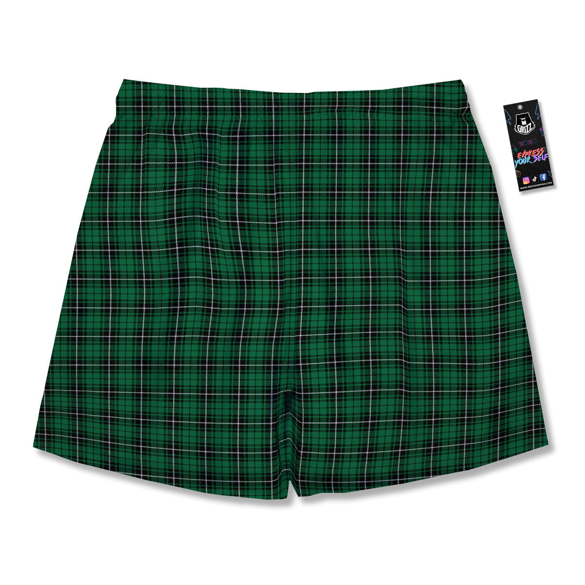 Stewart Tartan Green Print Men's Running Shorts-grizzshop