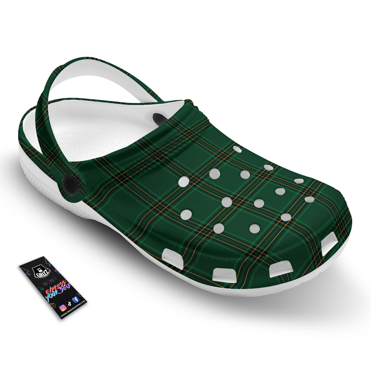Stewart Tartan Green Print Pattern Clog-grizzshop