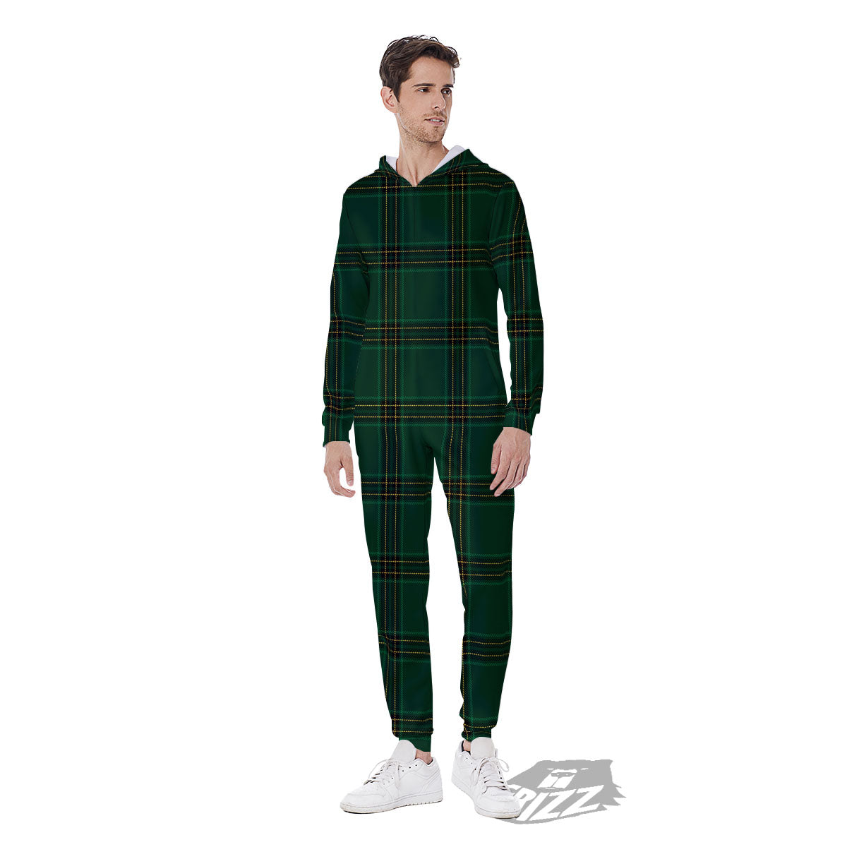 Stewart Tartan Green Print Pattern Men's Jumpsuit-grizzshop