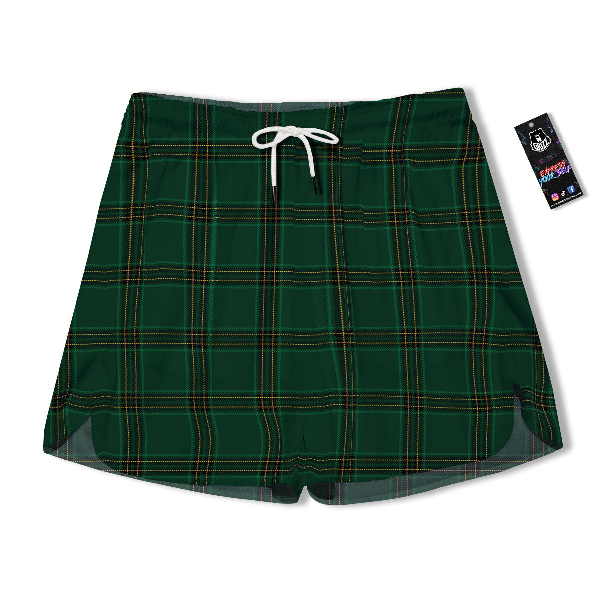Stewart Tartan Green Print Pattern Men's Running Shorts-grizzshop