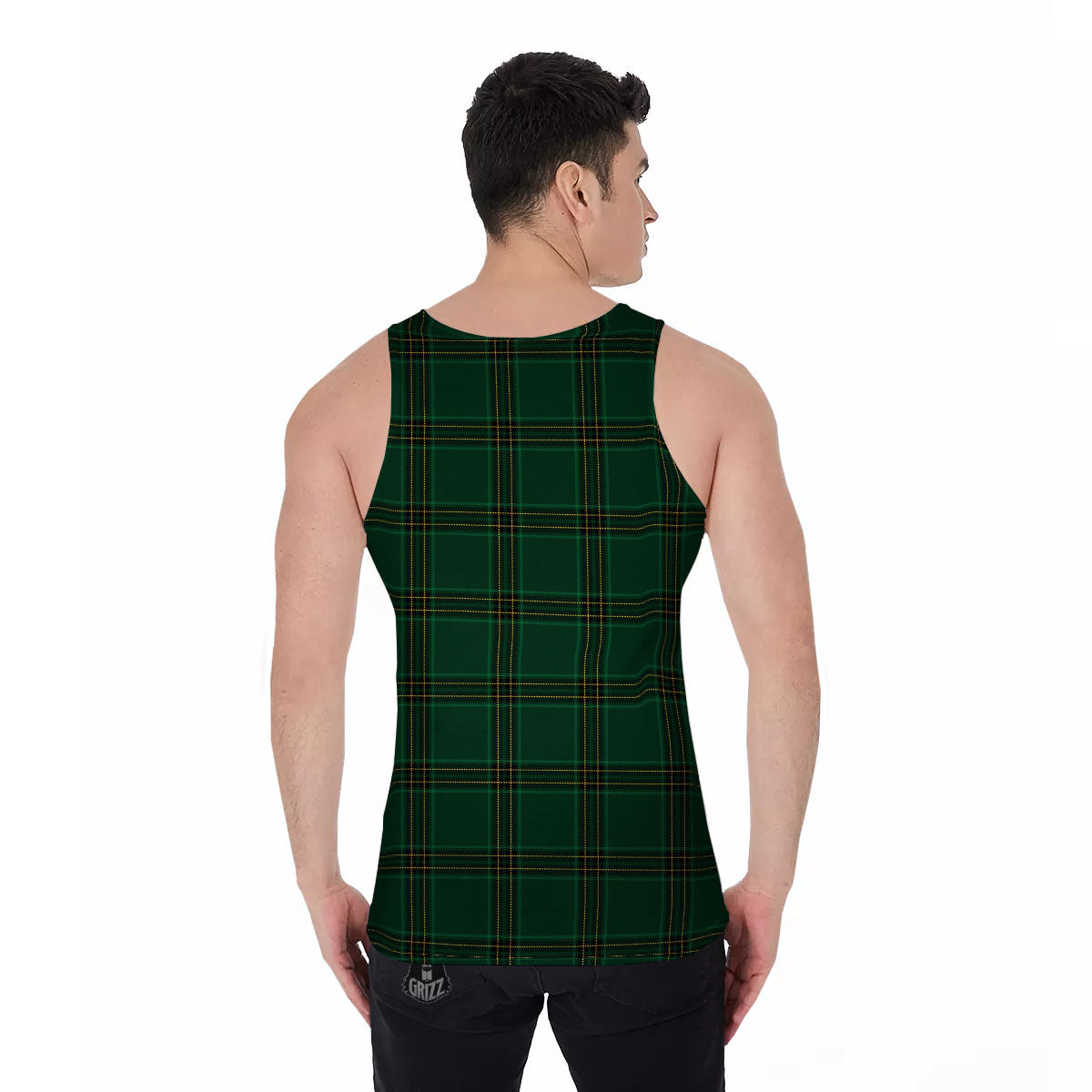 Stewart Tartan Green Print Pattern Men's Tank Top-grizzshop