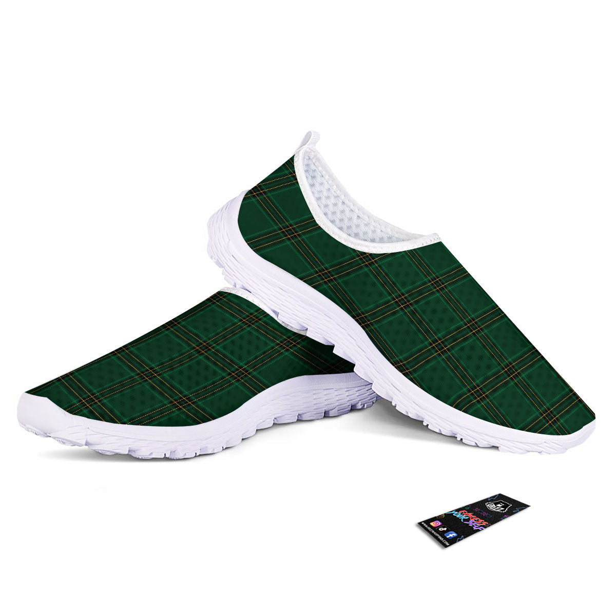 Stewart Tartan Green Print Pattern Nurse Shoes-grizzshop
