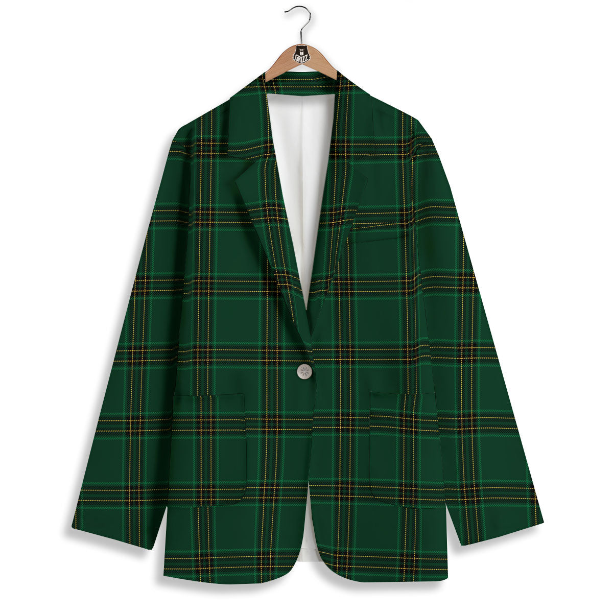 Stewart Tartan Green Print Pattern Women's Blazer-grizzshop