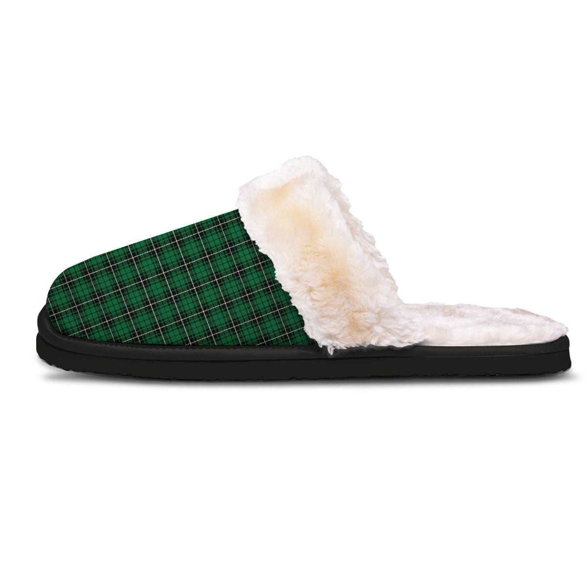 Stewart Tartan Green Print Slippers-grizzshop