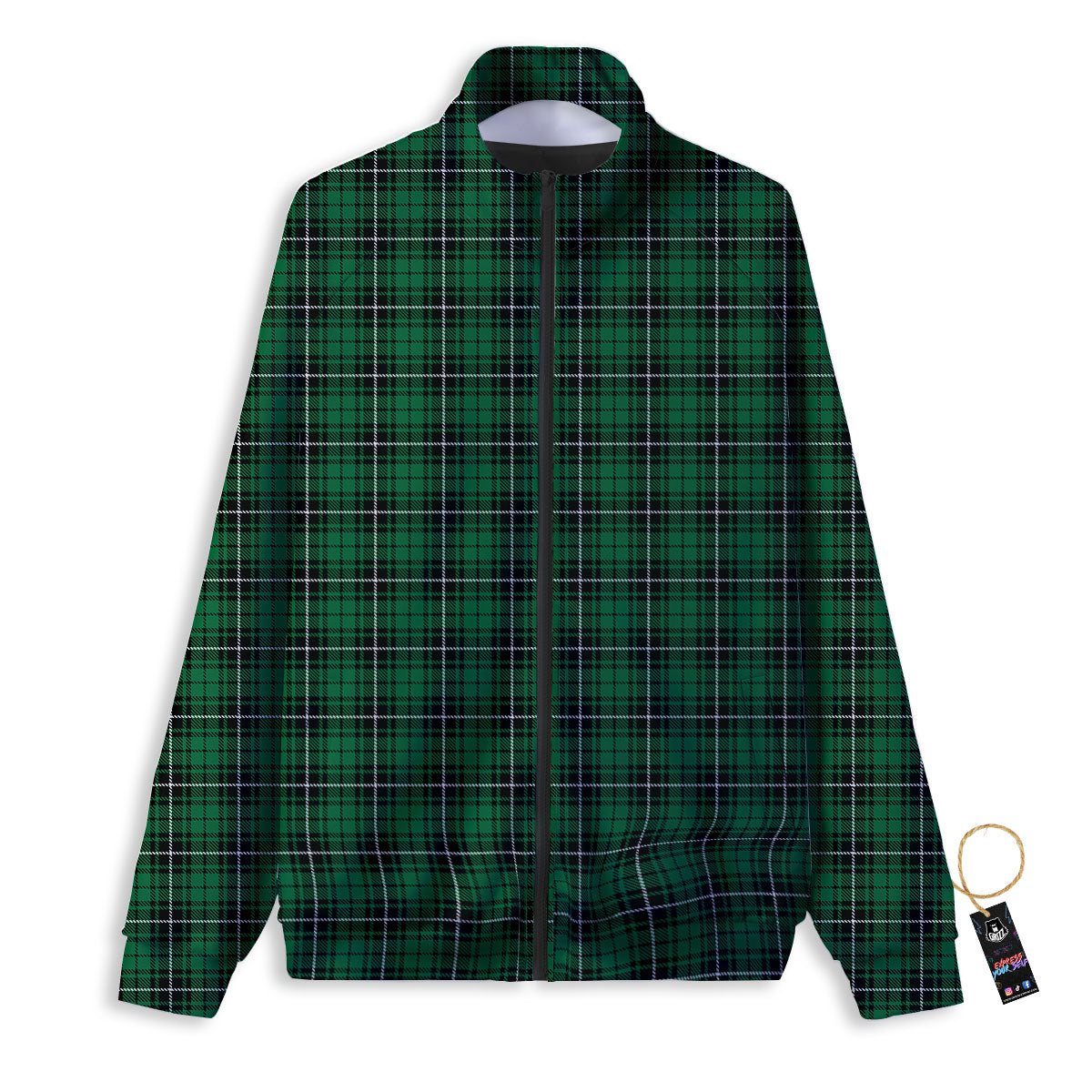 Stewart Tartan Green Print Track Jacket-grizzshop