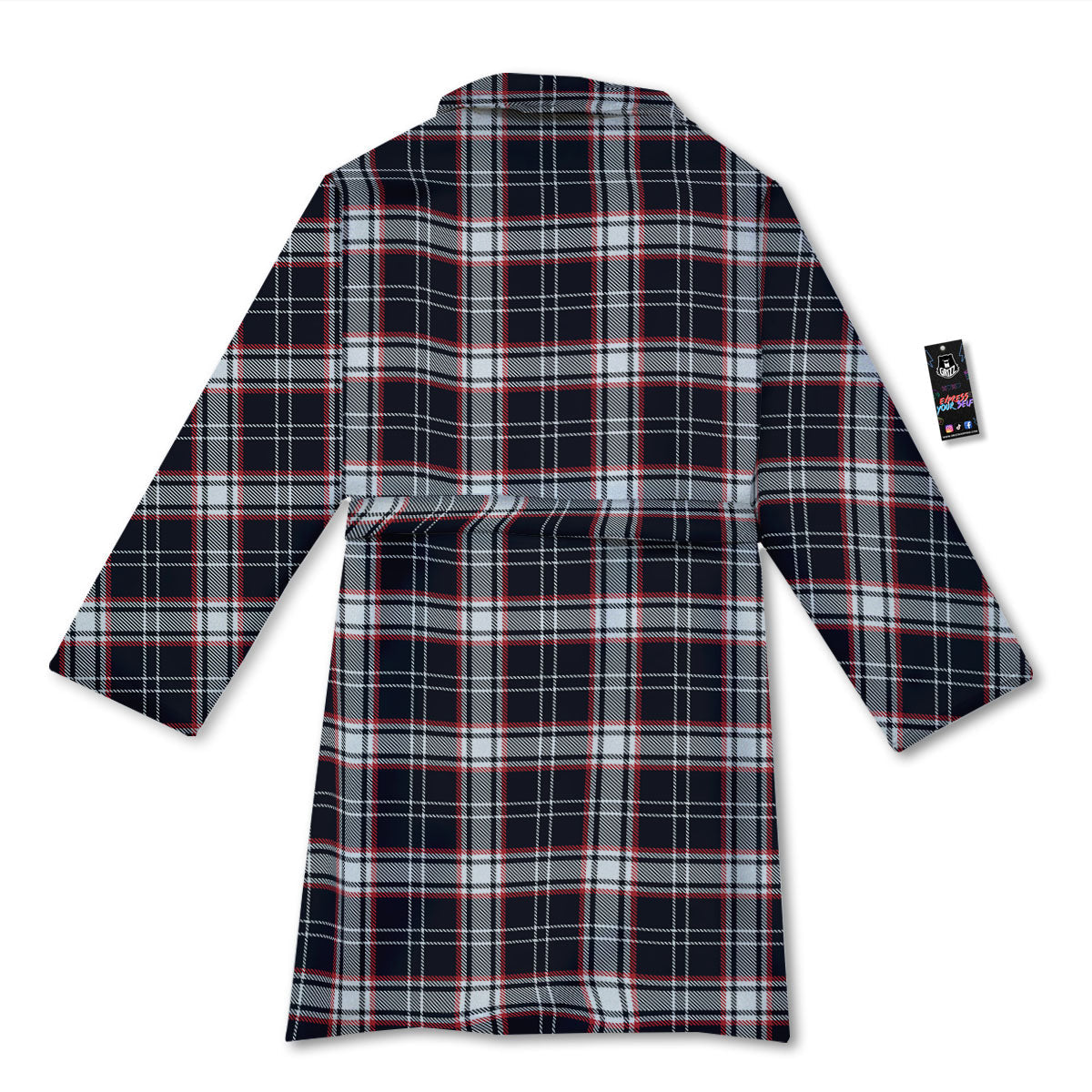 Stewart Tartan Red And Black Print Bathrobe-grizzshop