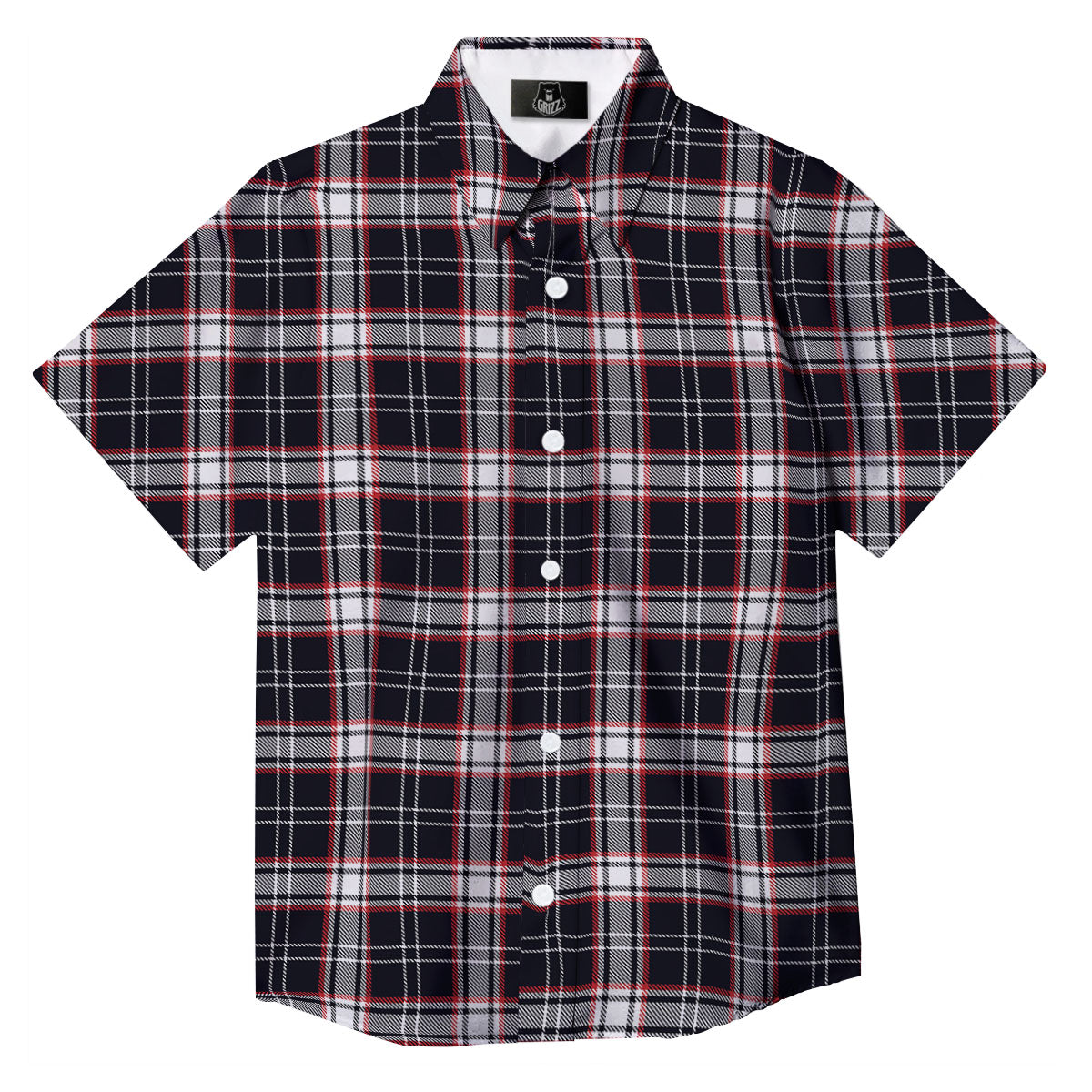 Stewart Tartan Red And Black Print Button Up Shirt-grizzshop