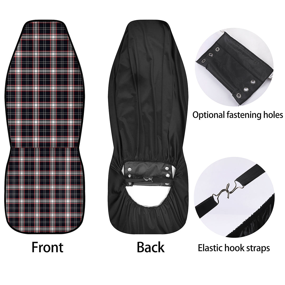 Stewart Tartan Red And Black Print Car Seat Covers-grizzshop