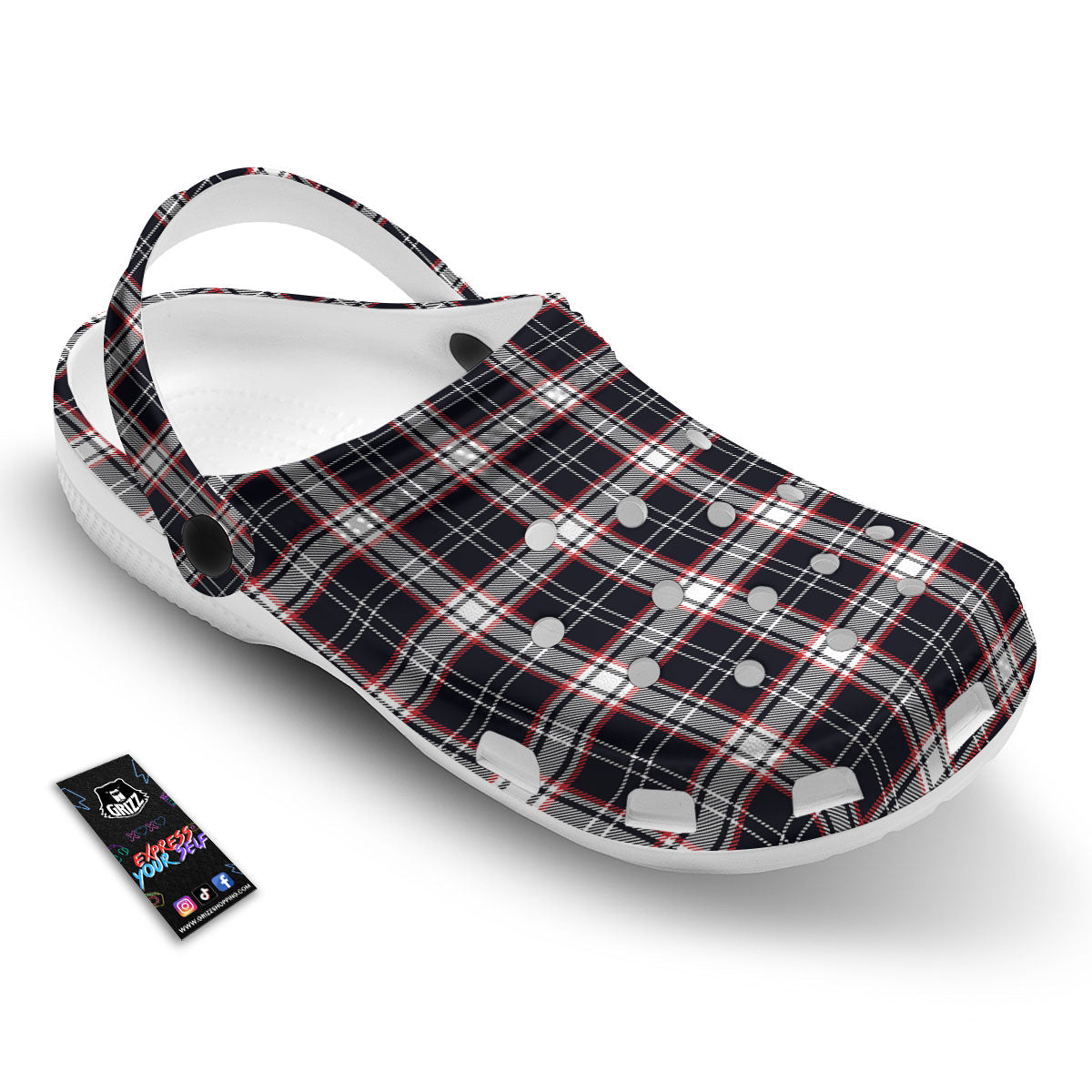 Stewart Tartan Red And Black Print Clog-grizzshop