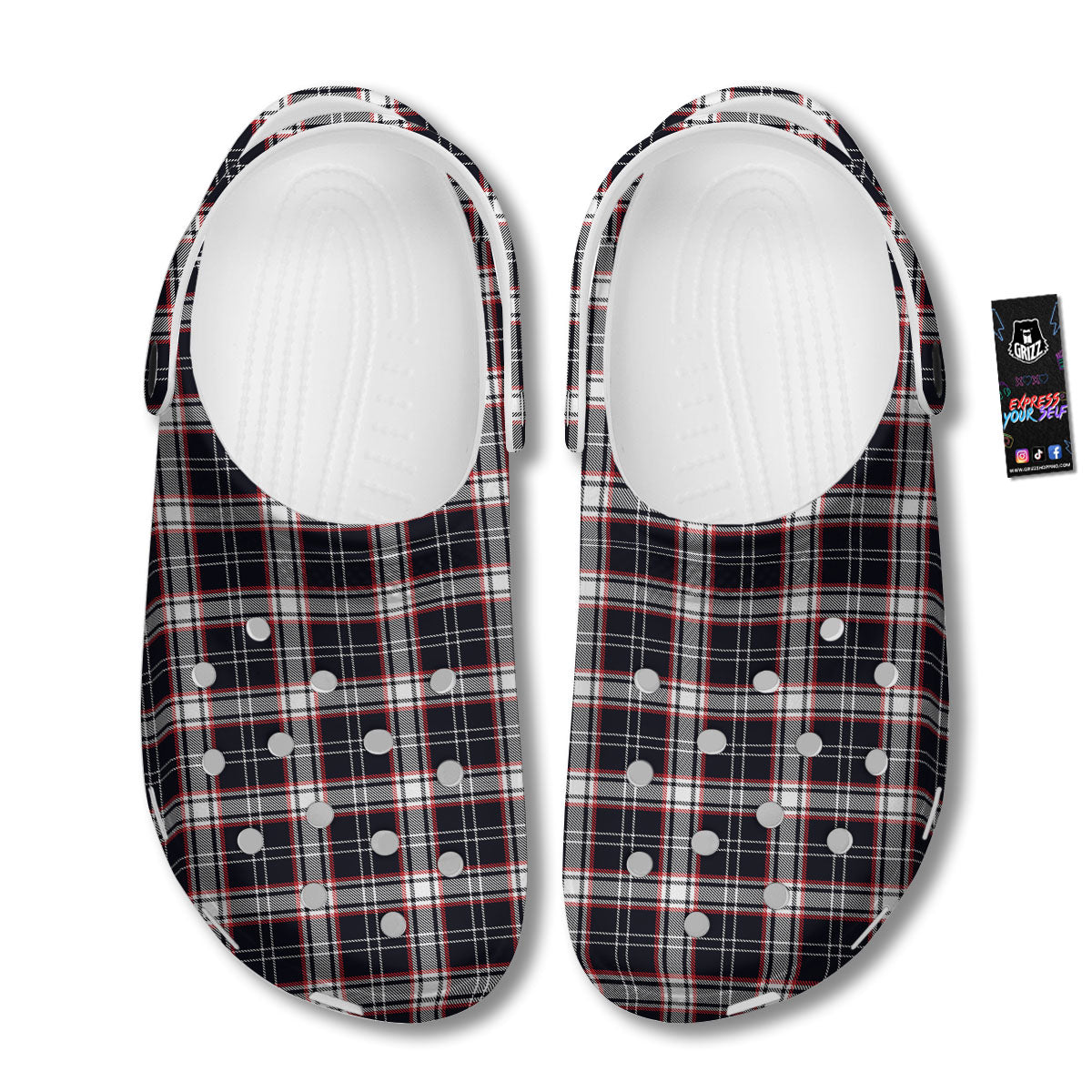 Stewart Tartan Red And Black Print Clog-grizzshop