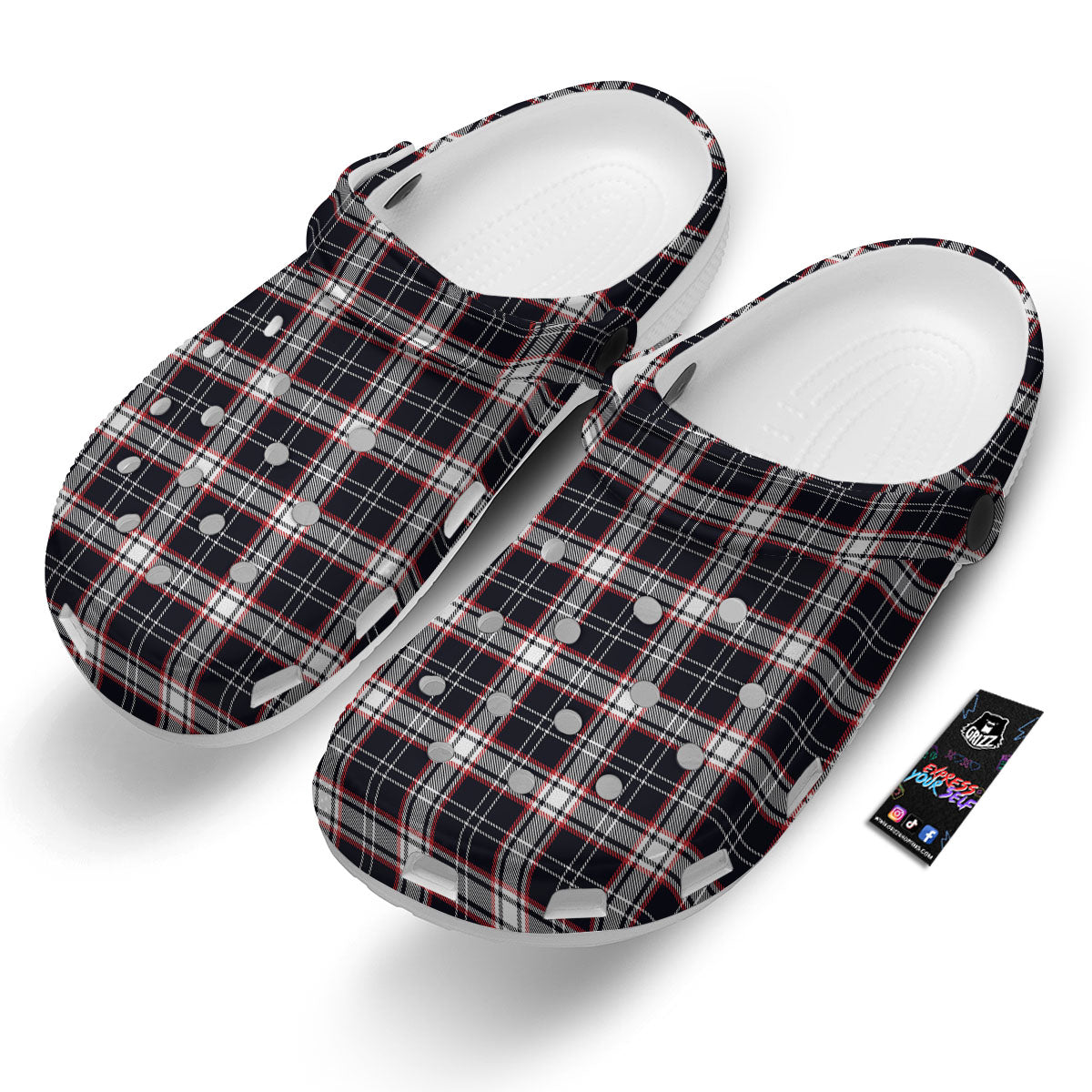 Stewart Tartan Red And Black Print Clog-grizzshop