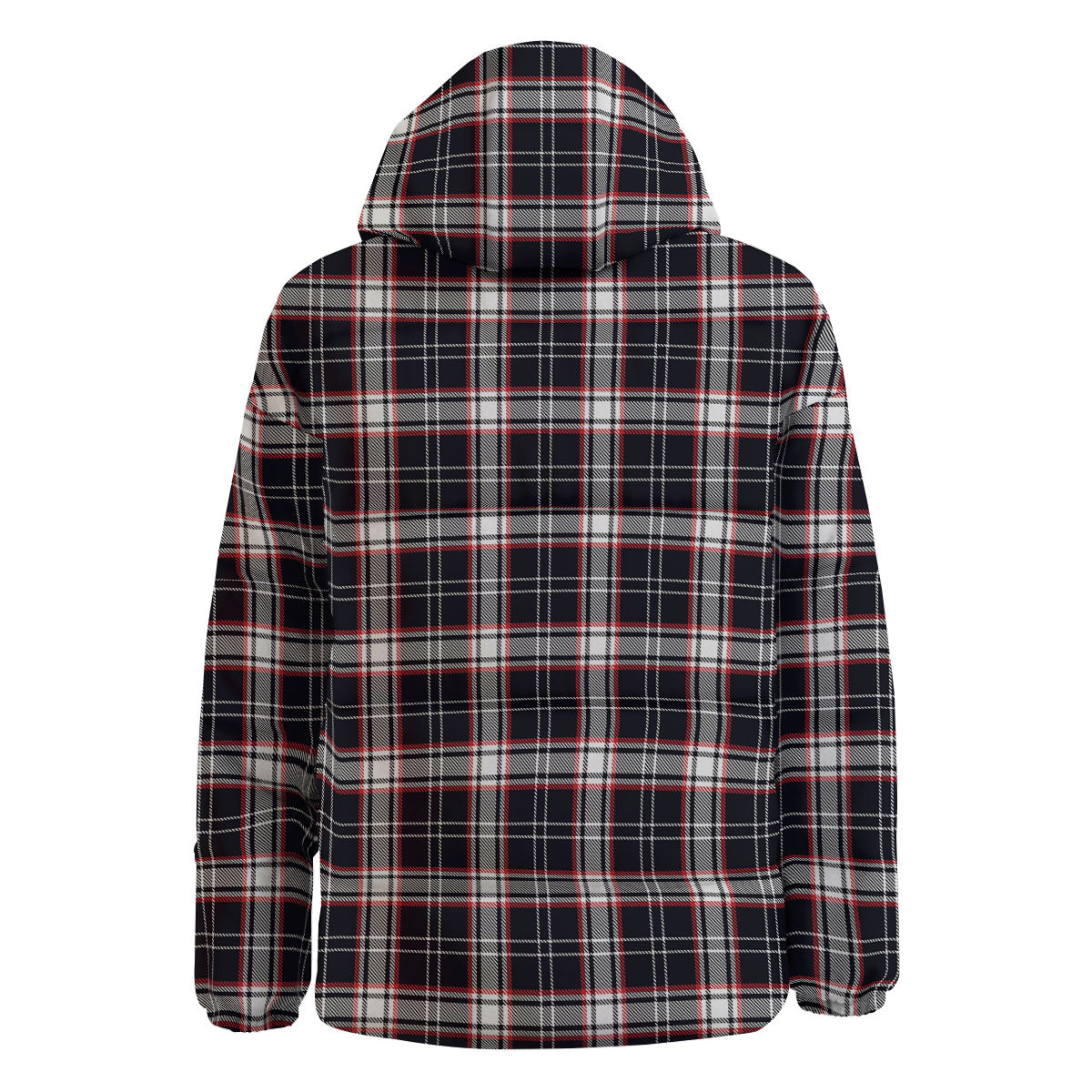 Stewart Tartan Red And Black Print Down Jacket-grizzshop