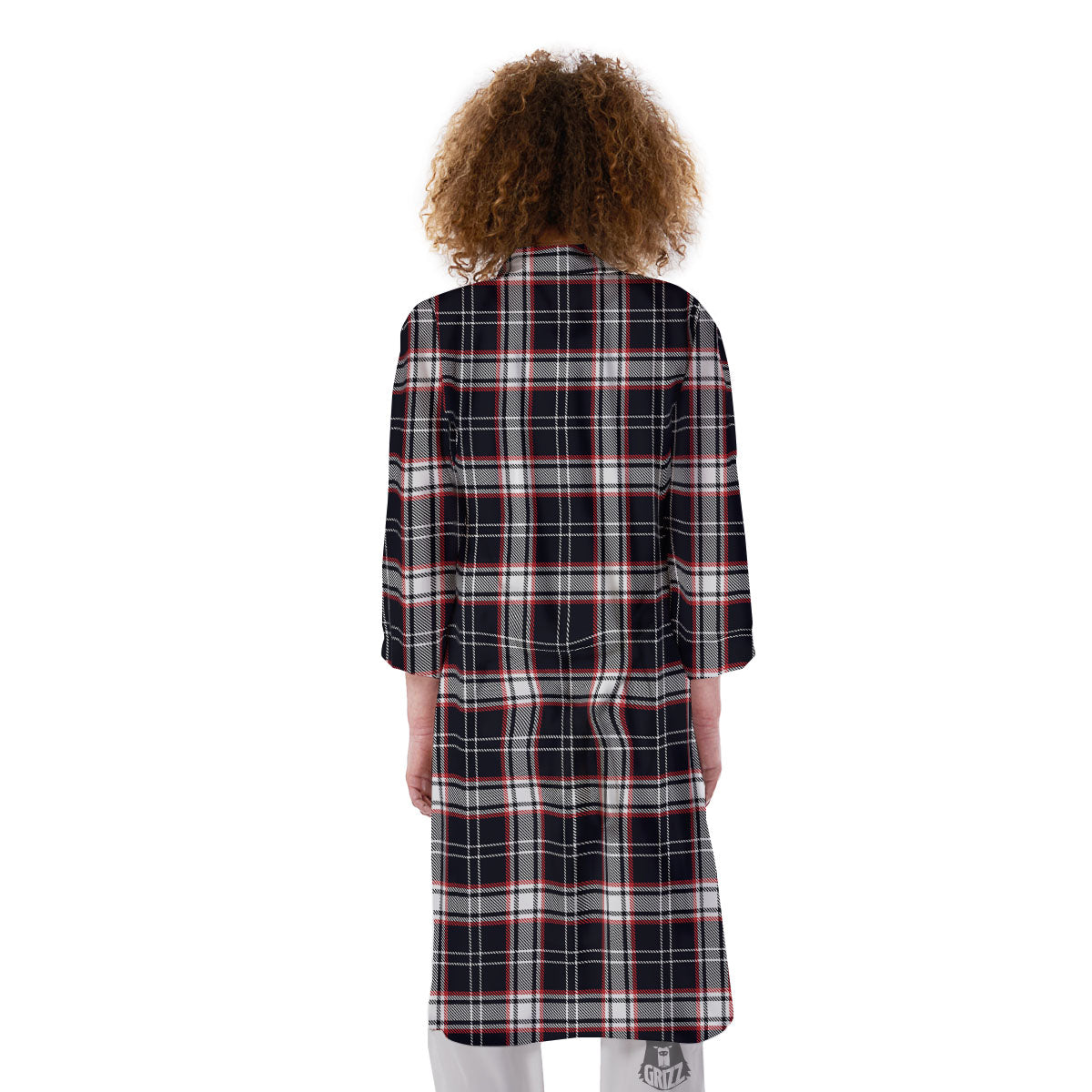 Stewart Tartan Red And Black Print Kimono-grizzshop