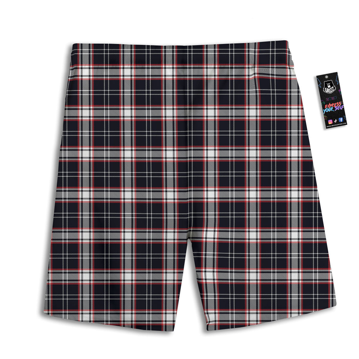 Stewart Tartan Red And Black Print Men's Athletic Shorts