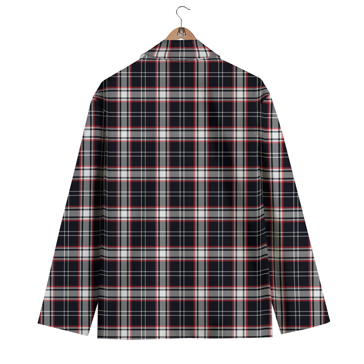 Stewart Tartan Red And Black Print Men's Blazer-grizzshop