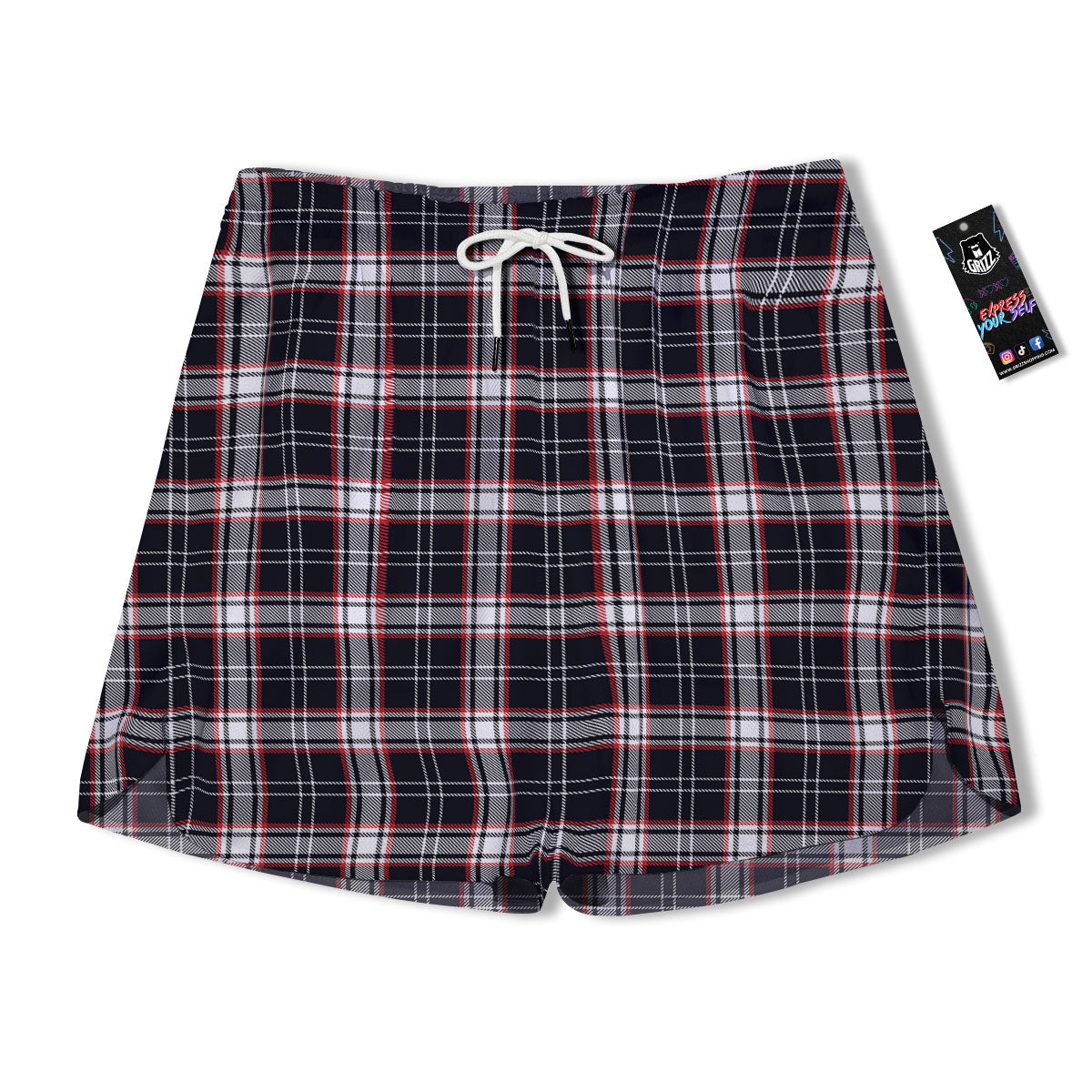 Stewart Tartan Red And Black Print Men's Running Shorts-grizzshop