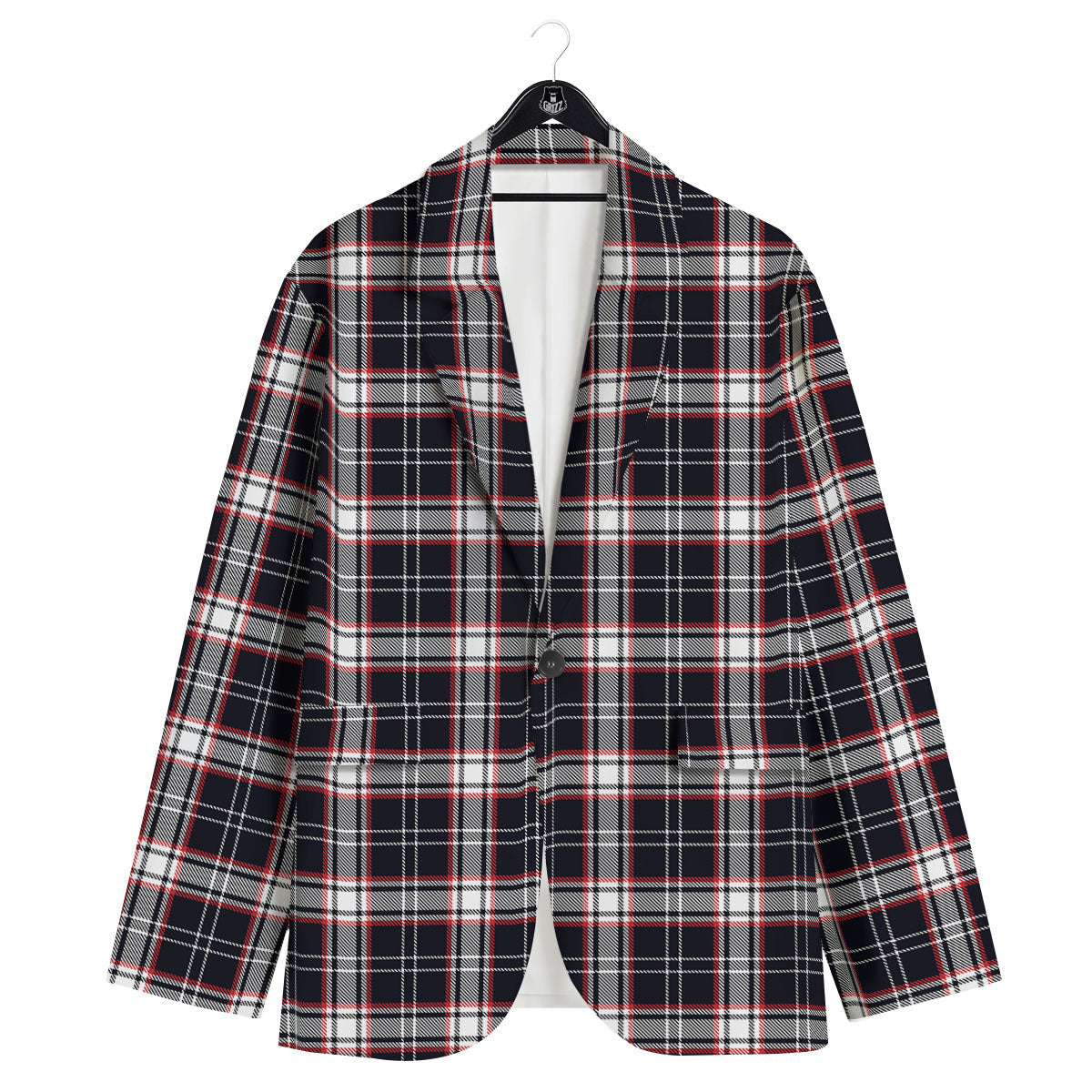 Stewart Tartan Red And Black Print Men's Sport Coat-grizzshop