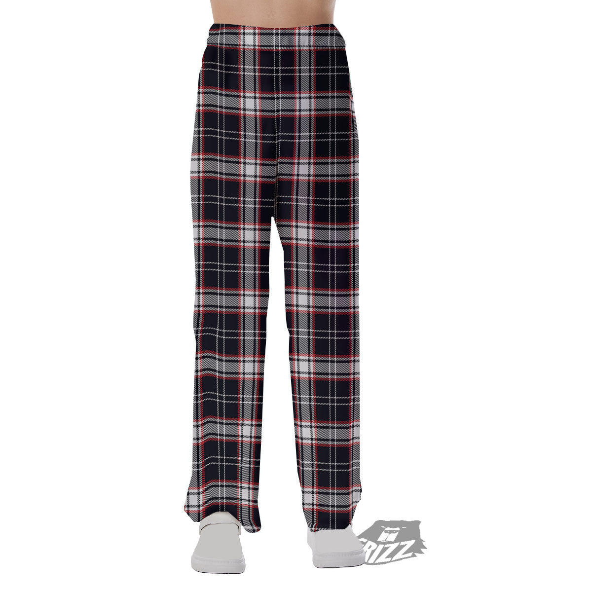 Stewart Tartan Red And Black Print Pajama Pants-grizzshop