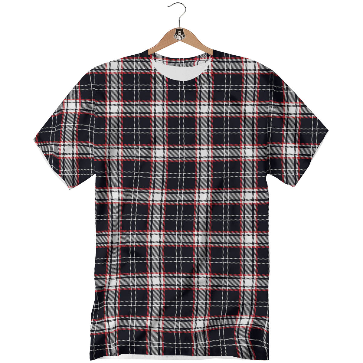 Stewart Tartan Red And Black Print T-Shirt-grizzshop