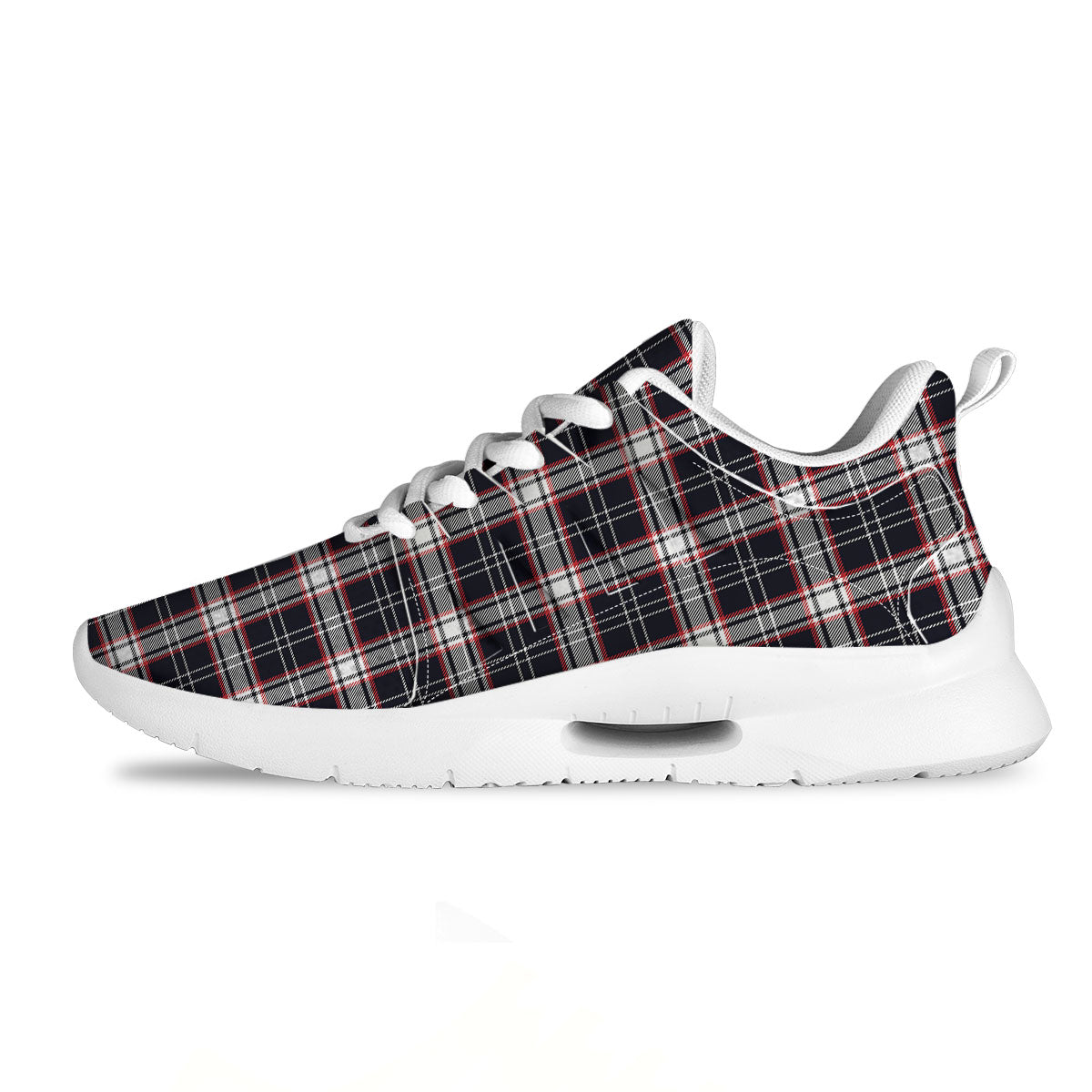 Stewart Tartan Red And Black Print Tennis Shoes-grizzshop