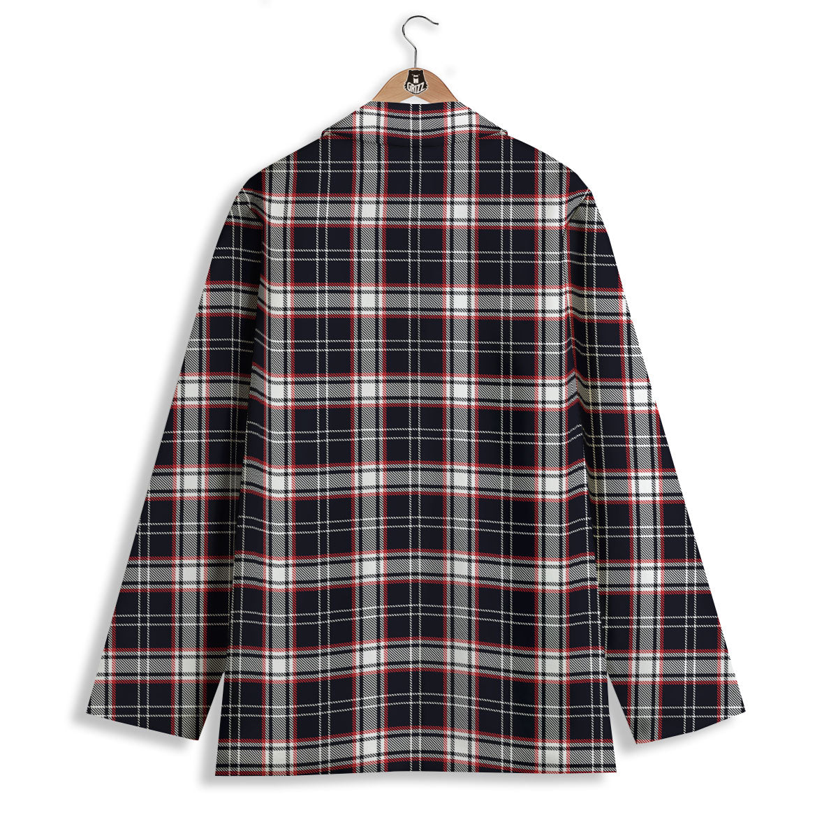 Stewart Tartan Red And Black Print Women's Blazer-grizzshop