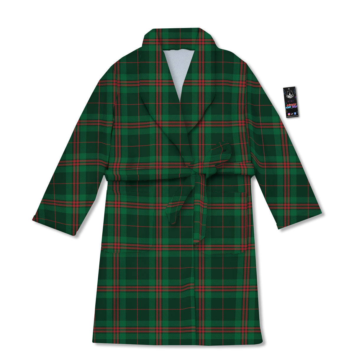 Stewart Tartan Red And Green Print Bathrobe-grizzshop