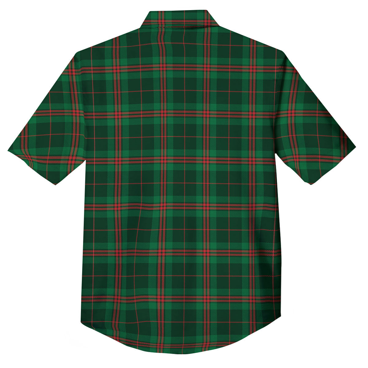 Stewart Tartan Red And Green Print Button Up Shirt-grizzshop