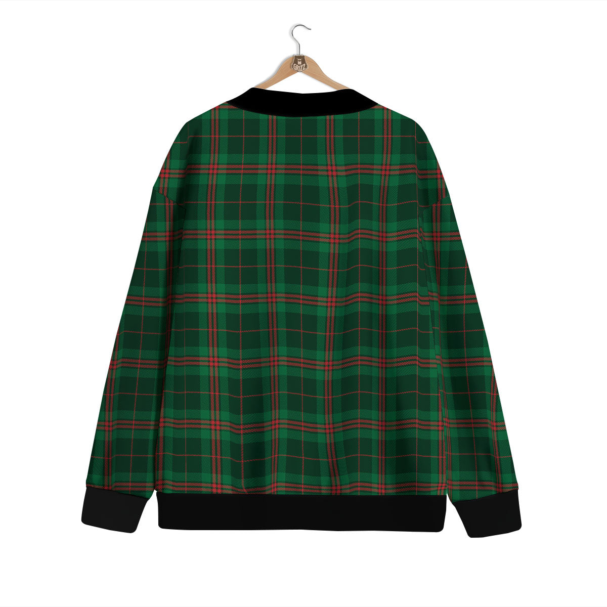Stewart Tartan Red And Green Print Cardigan-grizzshop