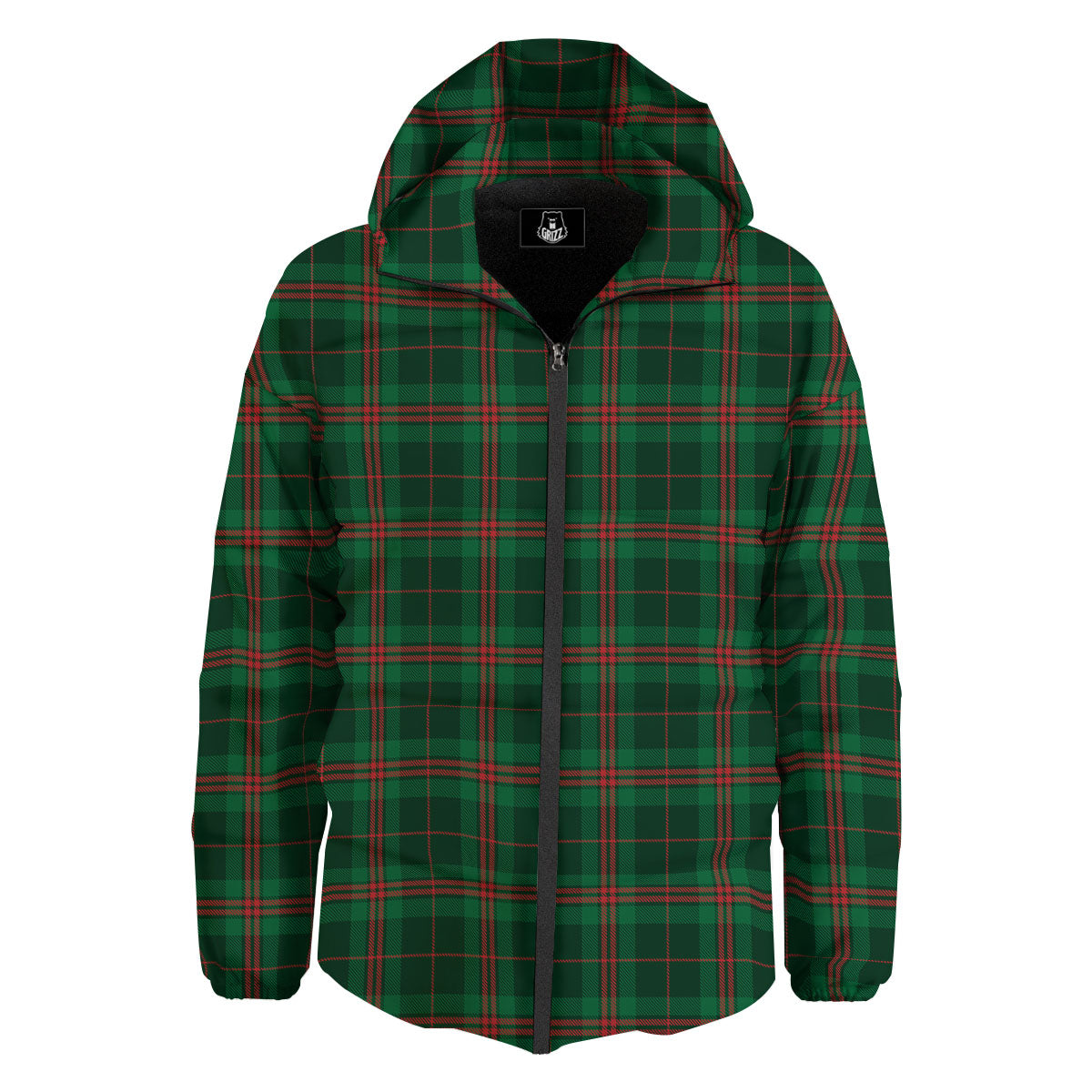 Stewart Tartan Red And Green Print Down Jacket-grizzshop