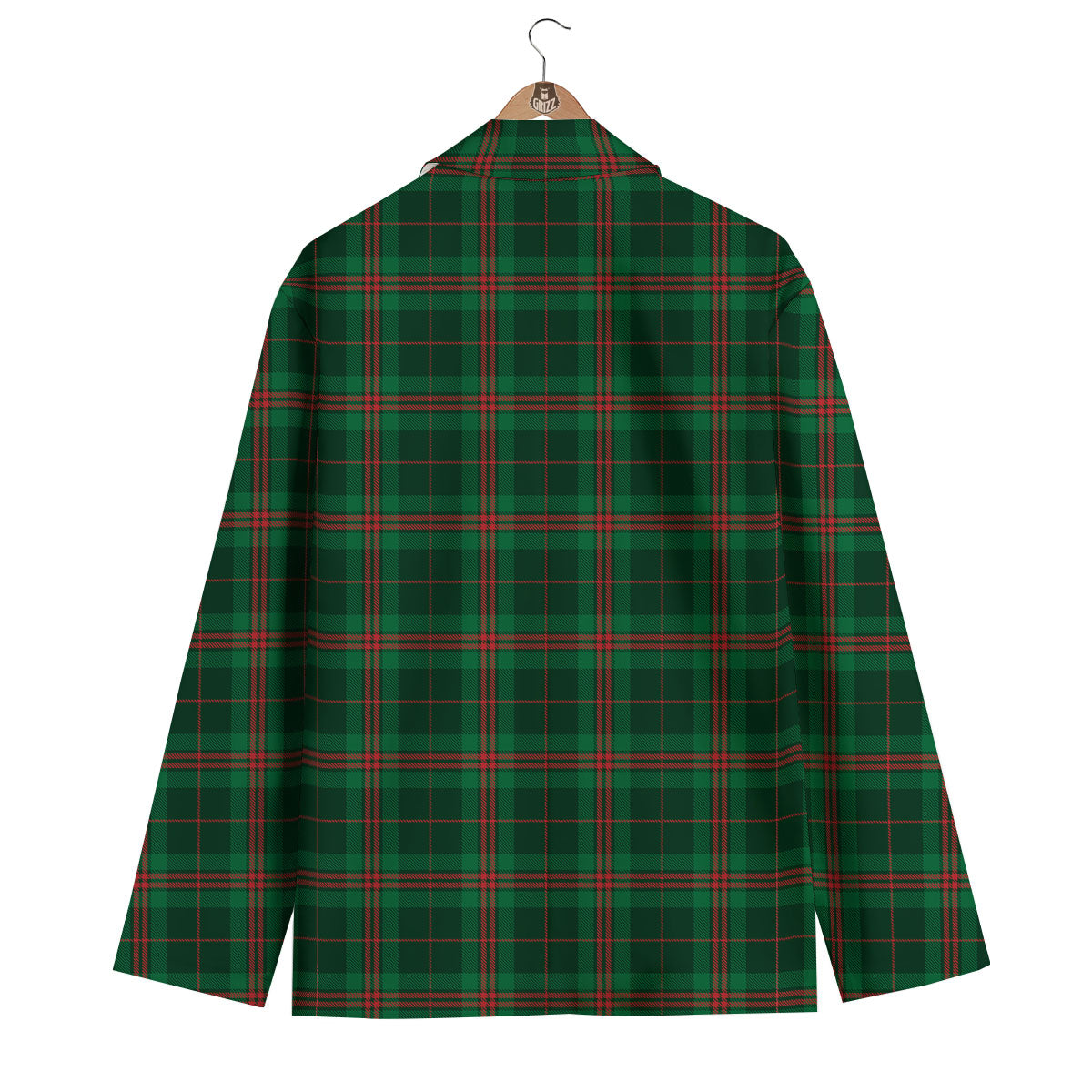 Stewart Tartan Red And Green Print Men's Blazer-grizzshop