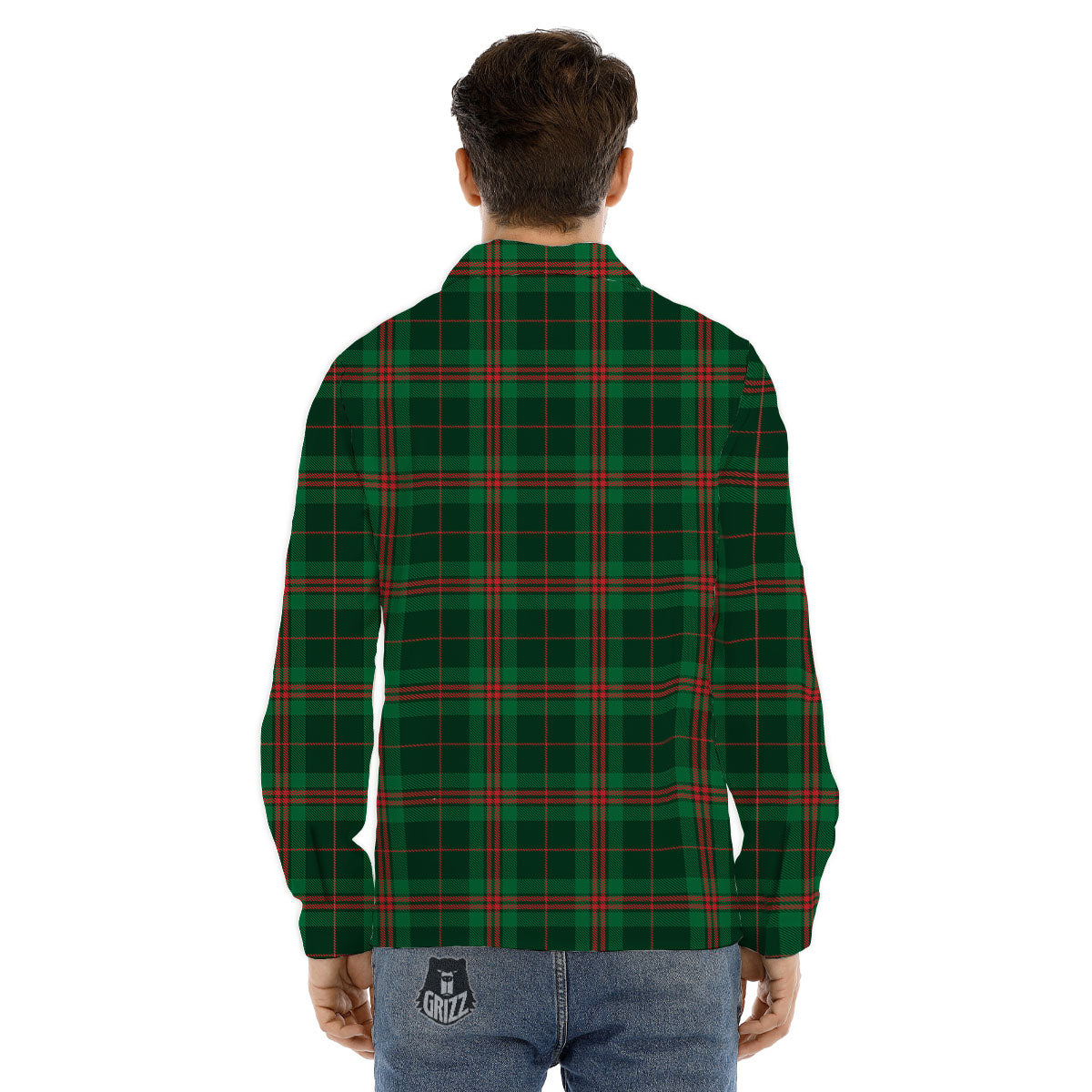 Stewart Tartan Red And Green Print Men's Dress Shirts-grizzshop