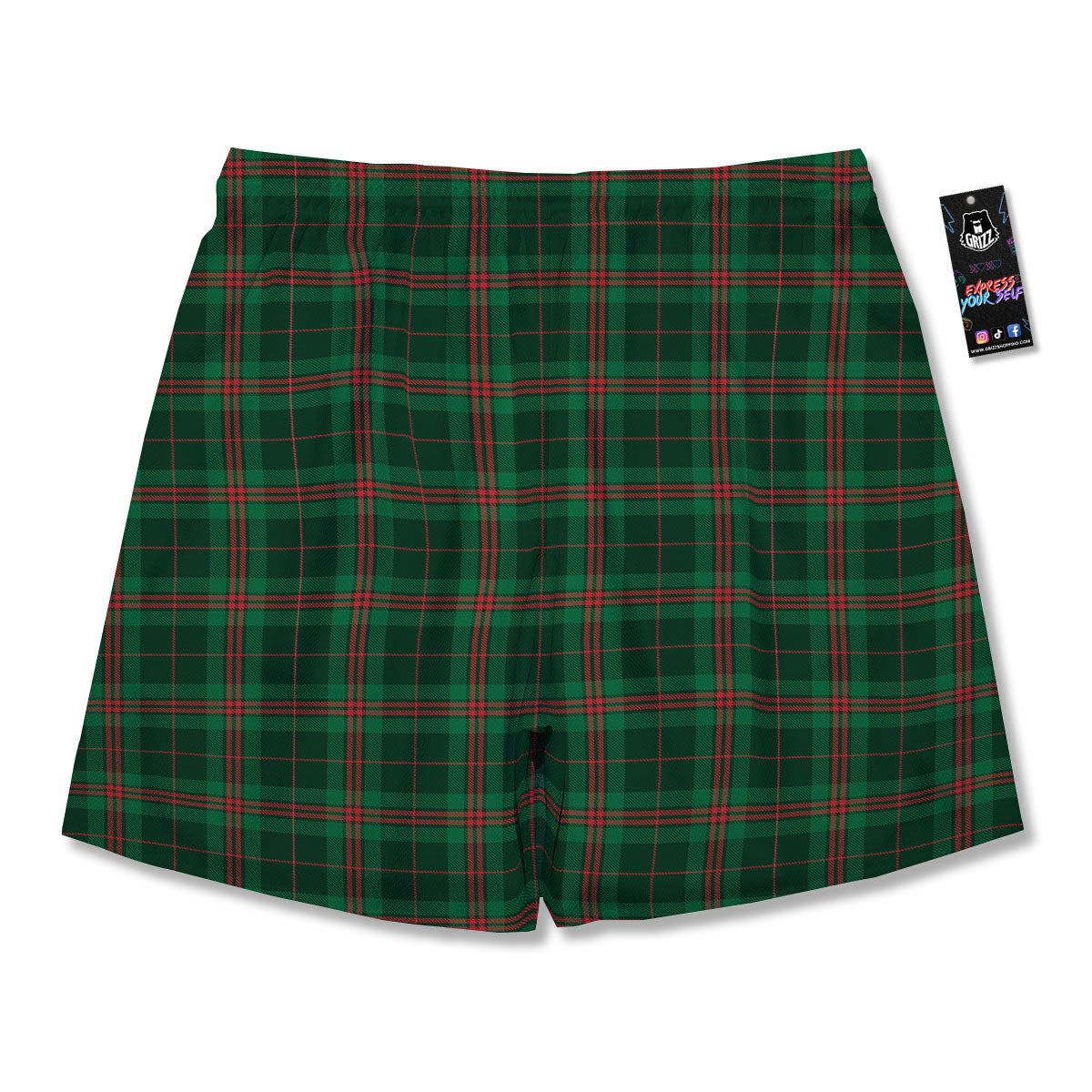 Stewart Tartan Red And Green Print Men's Running Shorts-grizzshop