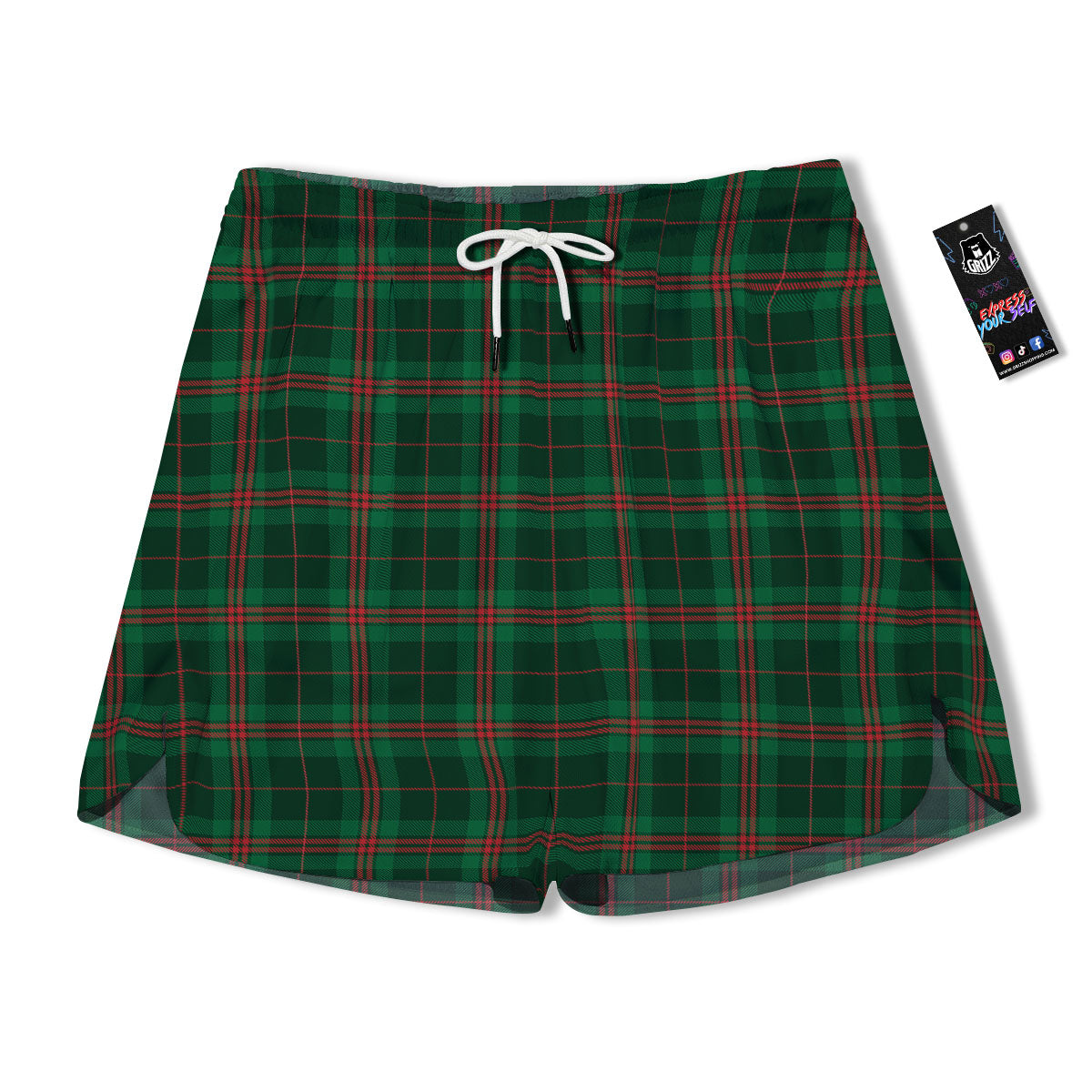Stewart Tartan Red And Green Print Men's Running Shorts-grizzshop