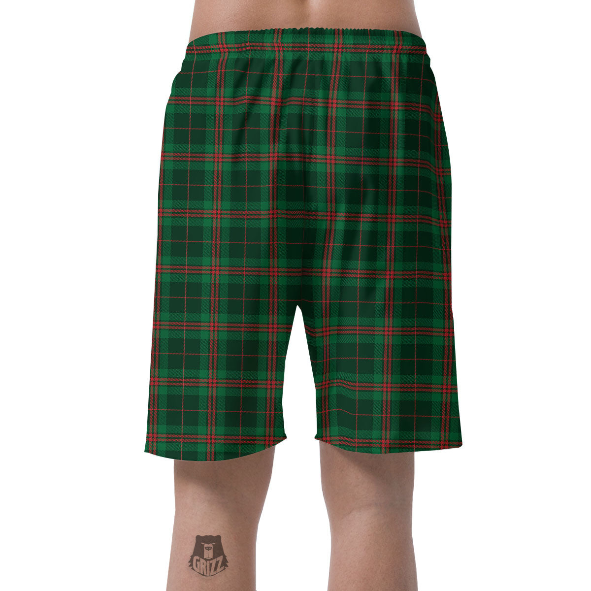 Stewart Tartan Red And Green Print Men's Shorts-grizzshop
