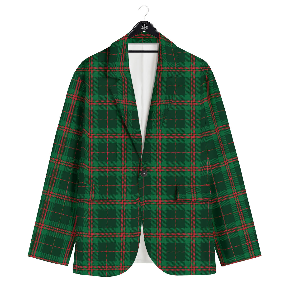 Stewart Tartan Red And Green Print Men's Sport Coat-grizzshop