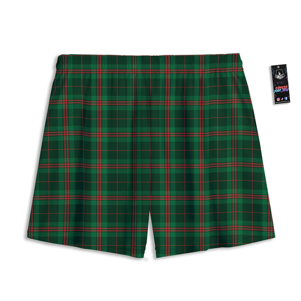 Stewart Tartan Red And Green Print Mesh Shorts