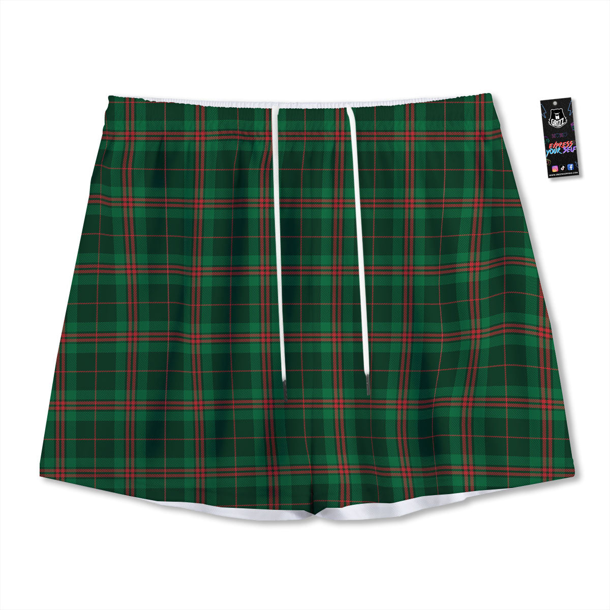 Stewart Tartan Red And Green Print Mesh Shorts