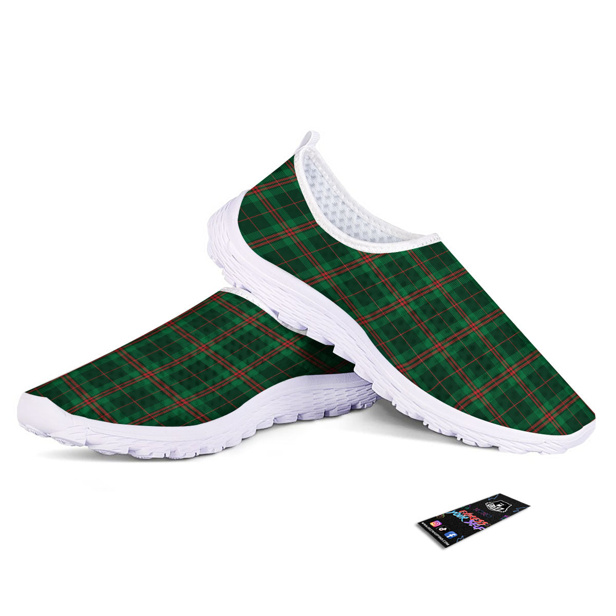 Stewart Tartan Red And Green Print Nurse Shoes-grizzshop