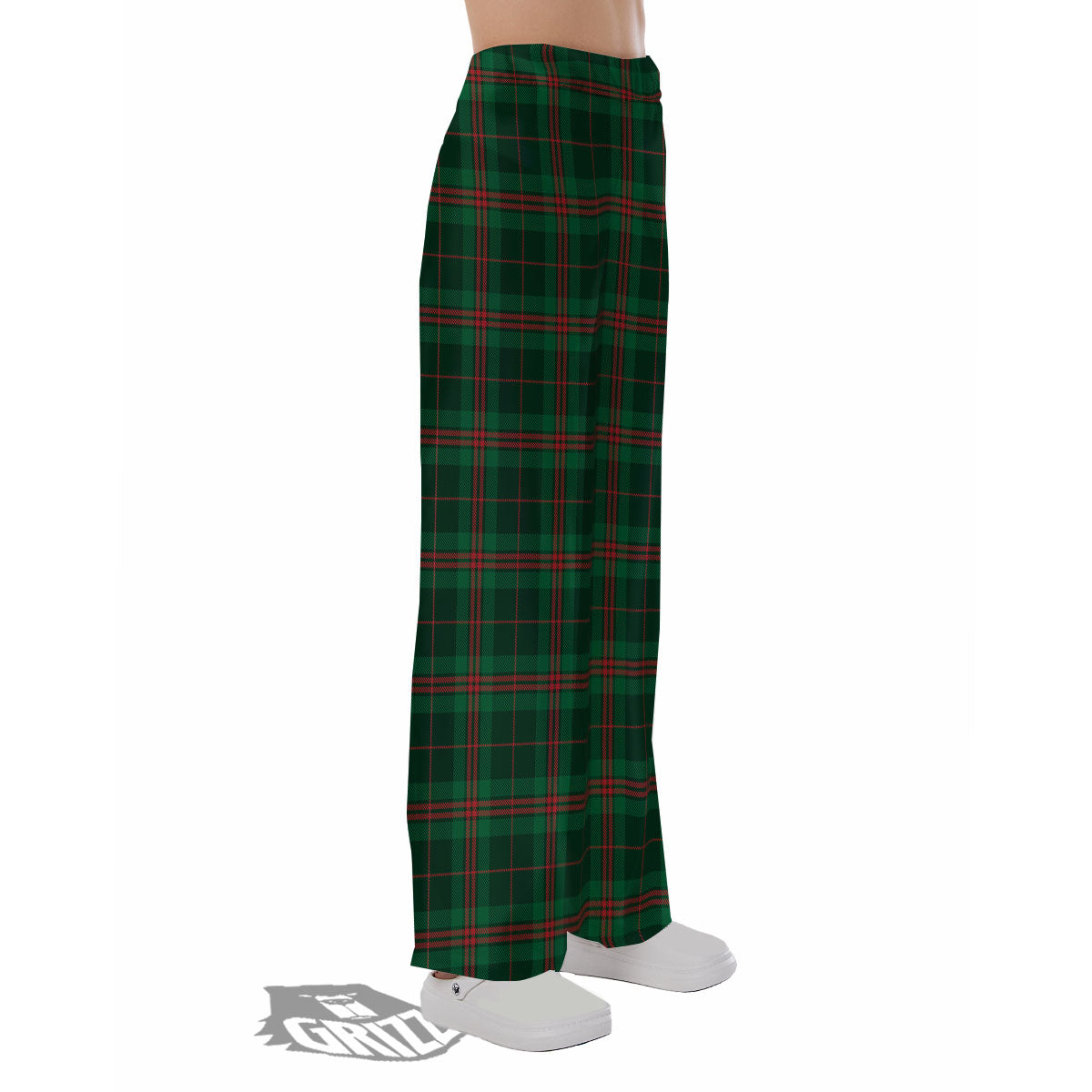 Stewart Tartan Red And Green Print Pajama Pants-grizzshop