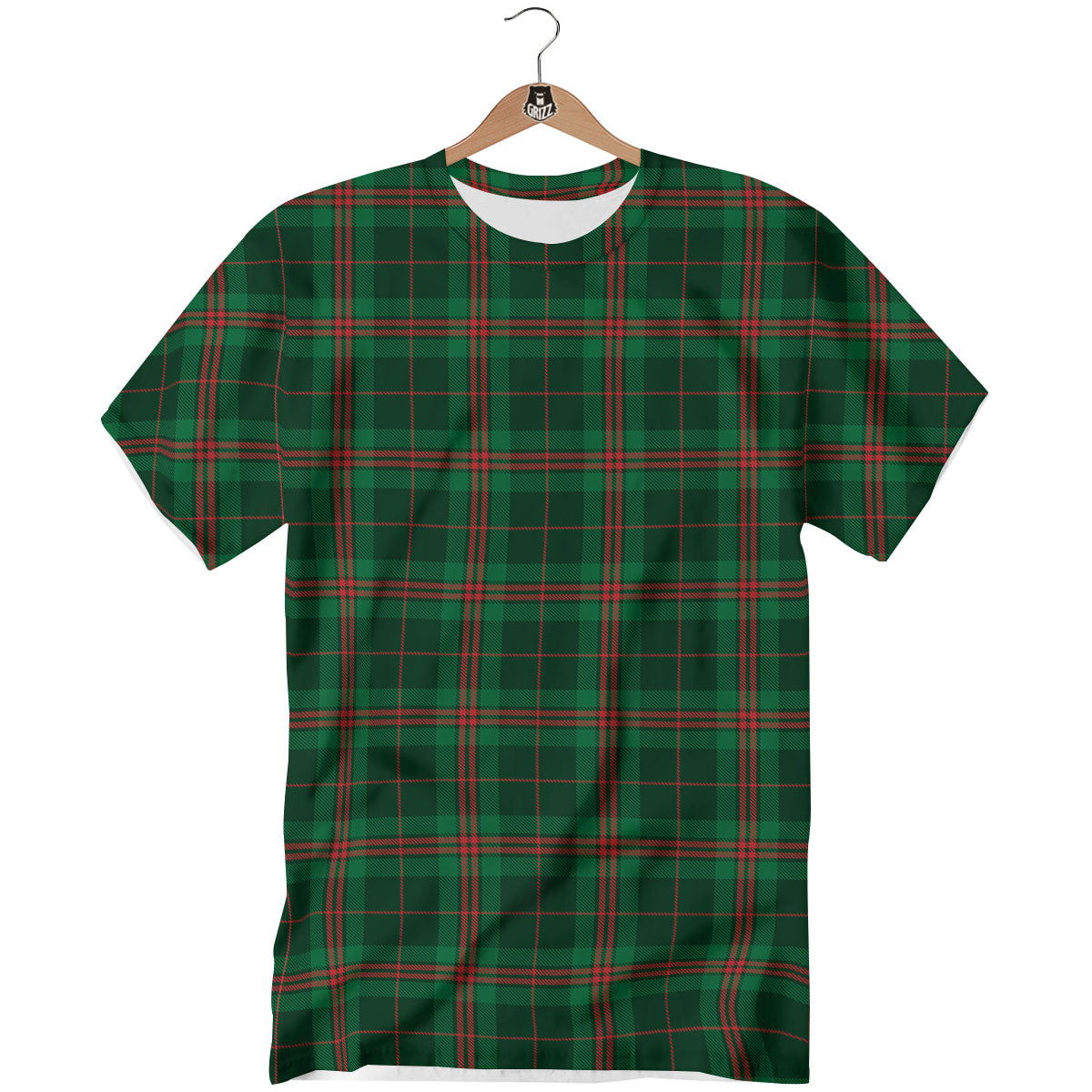 Stewart Tartan Red And Green Print T-Shirt-grizzshop