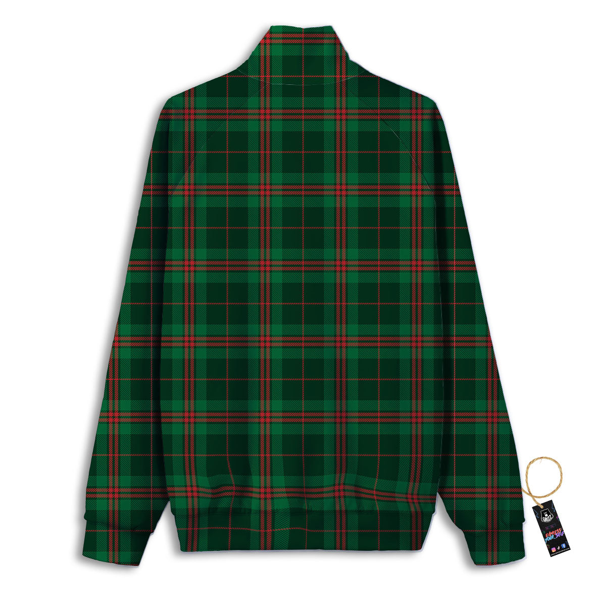 Stewart Tartan Red And Green Print Track Jacket-grizzshop