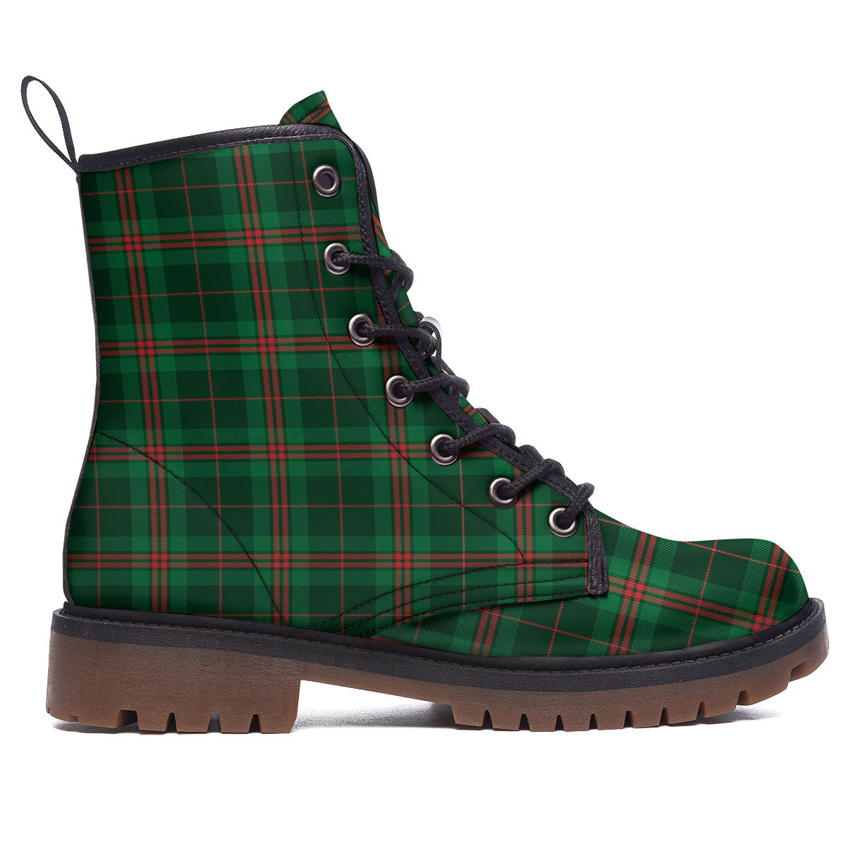 Stewart Tartan Red And Green Print Work Boots-grizzshop