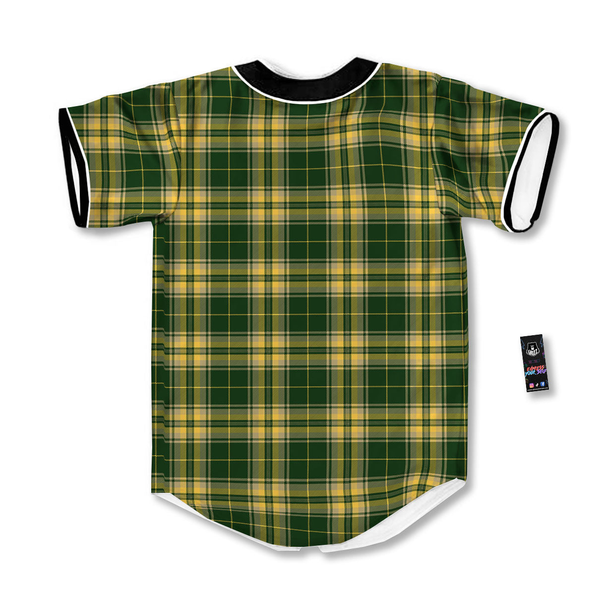 Stewart Tartan Yellow And Green Print Baseball Jersey-grizzshop