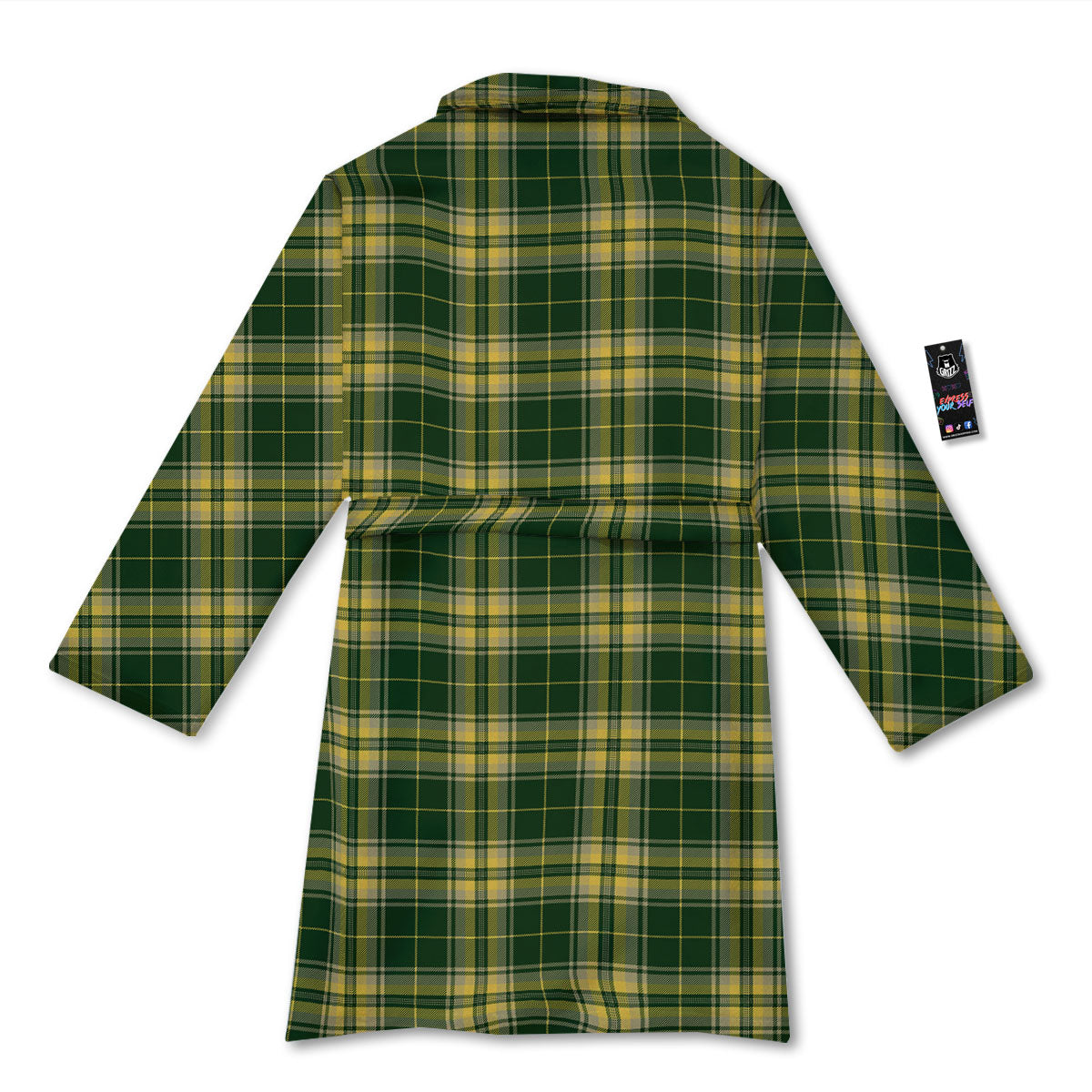 Stewart Tartan Yellow And Green Print Bathrobe-grizzshop