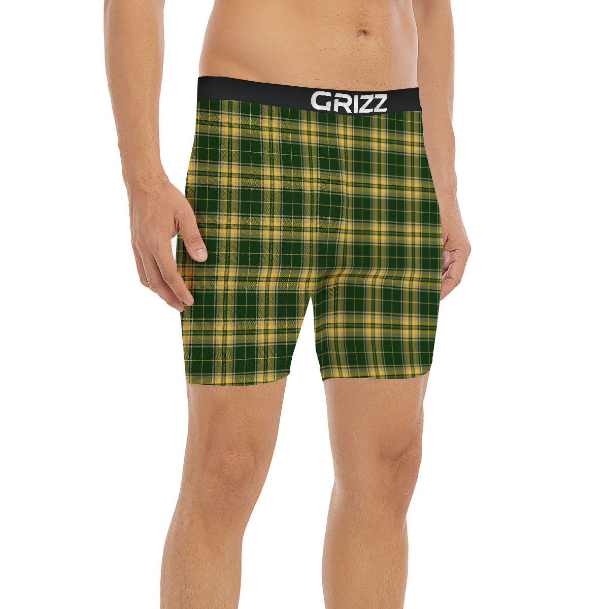 Stewart Tartan Yellow And Green Print Boxer Briefs-grizzshop
