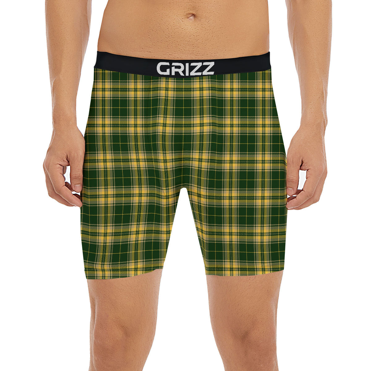 Stewart Tartan Yellow And Green Print Boxer Briefs-grizzshop