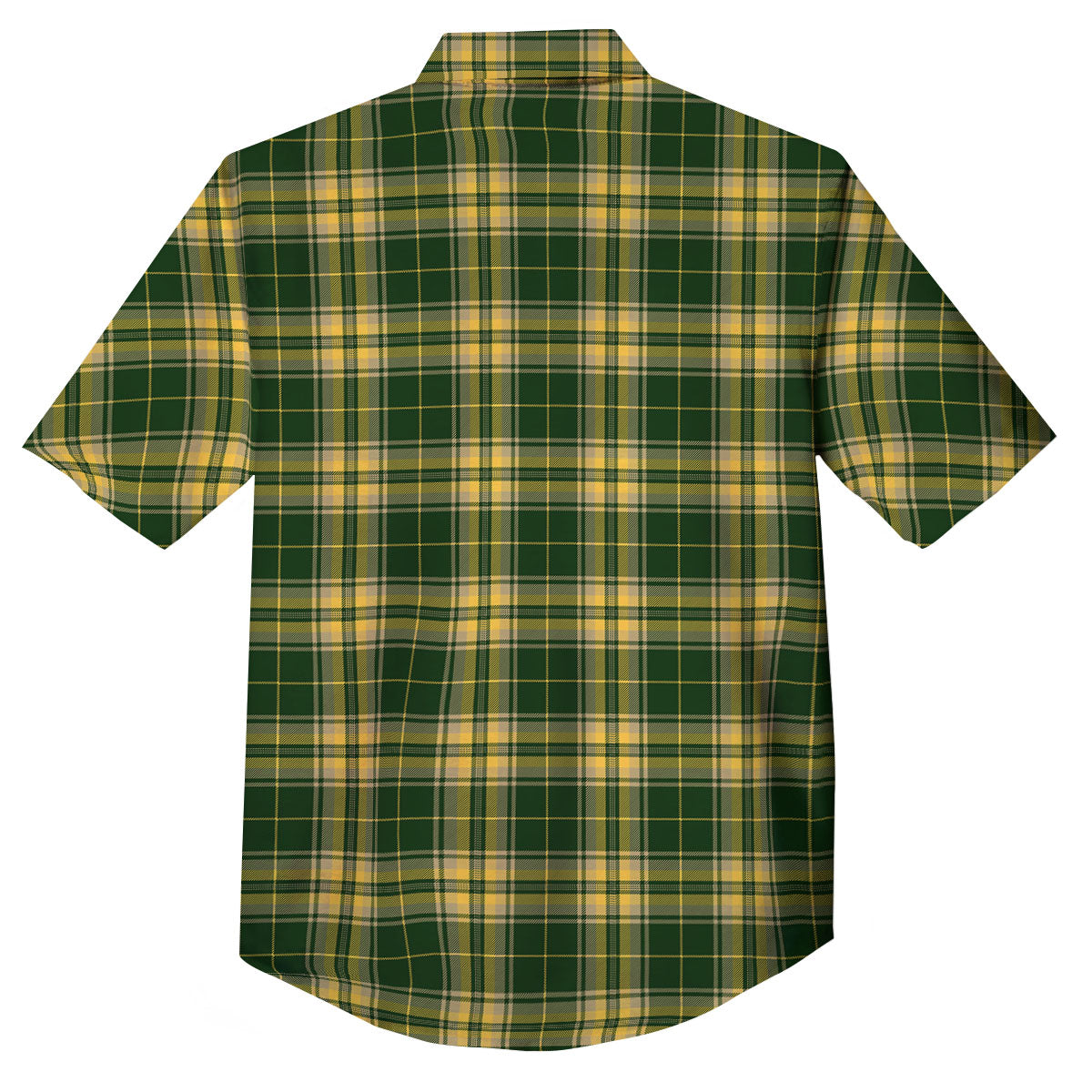 Stewart Tartan Yellow And Green Print Button Up Shirt-grizzshop
