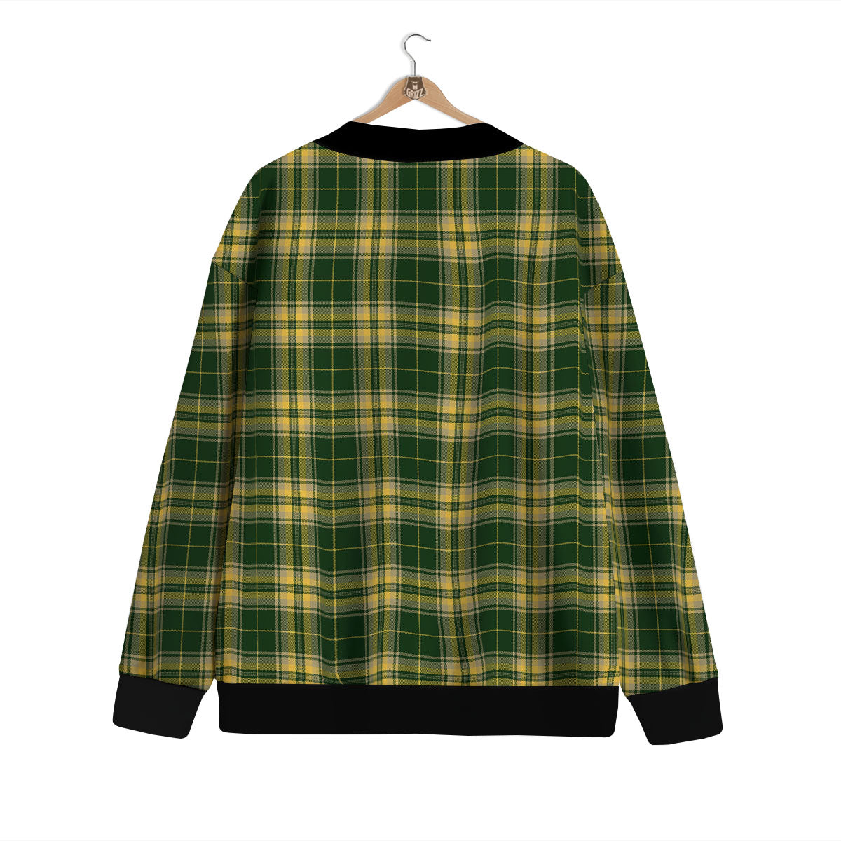 Stewart Tartan Yellow And Green Print Cardigan-grizzshop