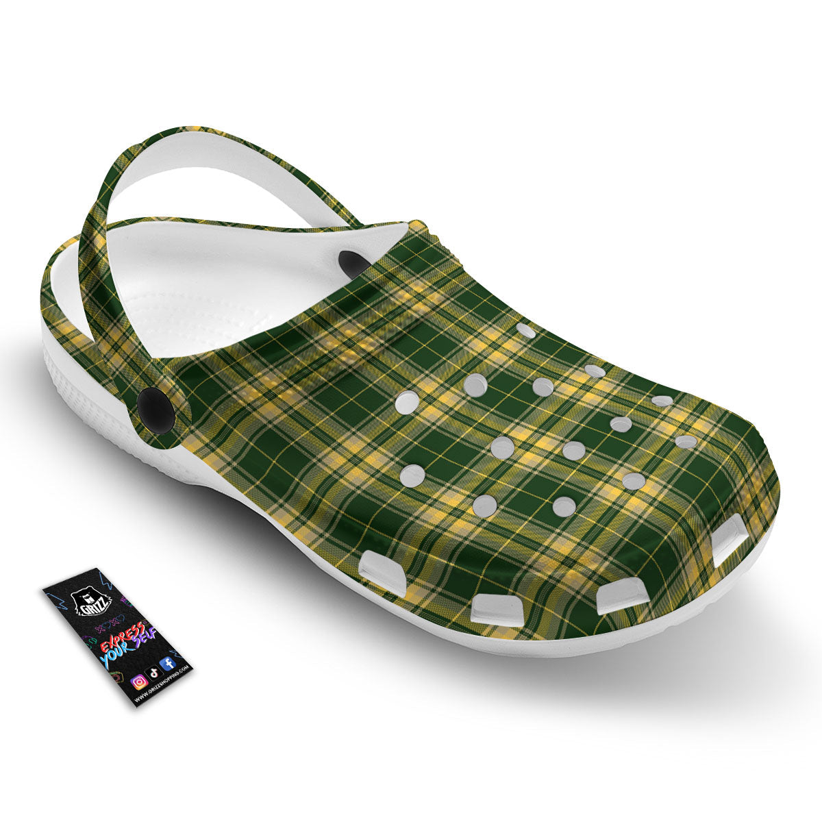 Stewart Tartan Yellow And Green Print Clog-grizzshop
