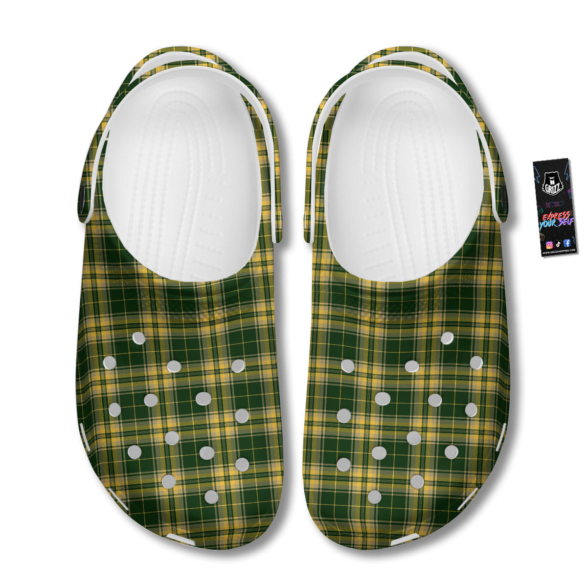 Stewart Tartan Yellow And Green Print Clog-grizzshop